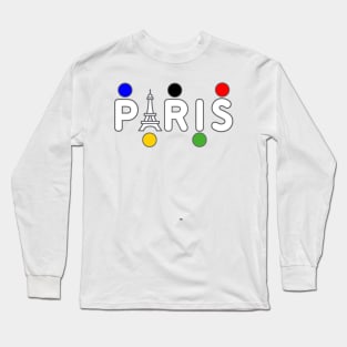 Paris White   color Olympic rings Long Sleeve T-Shirt